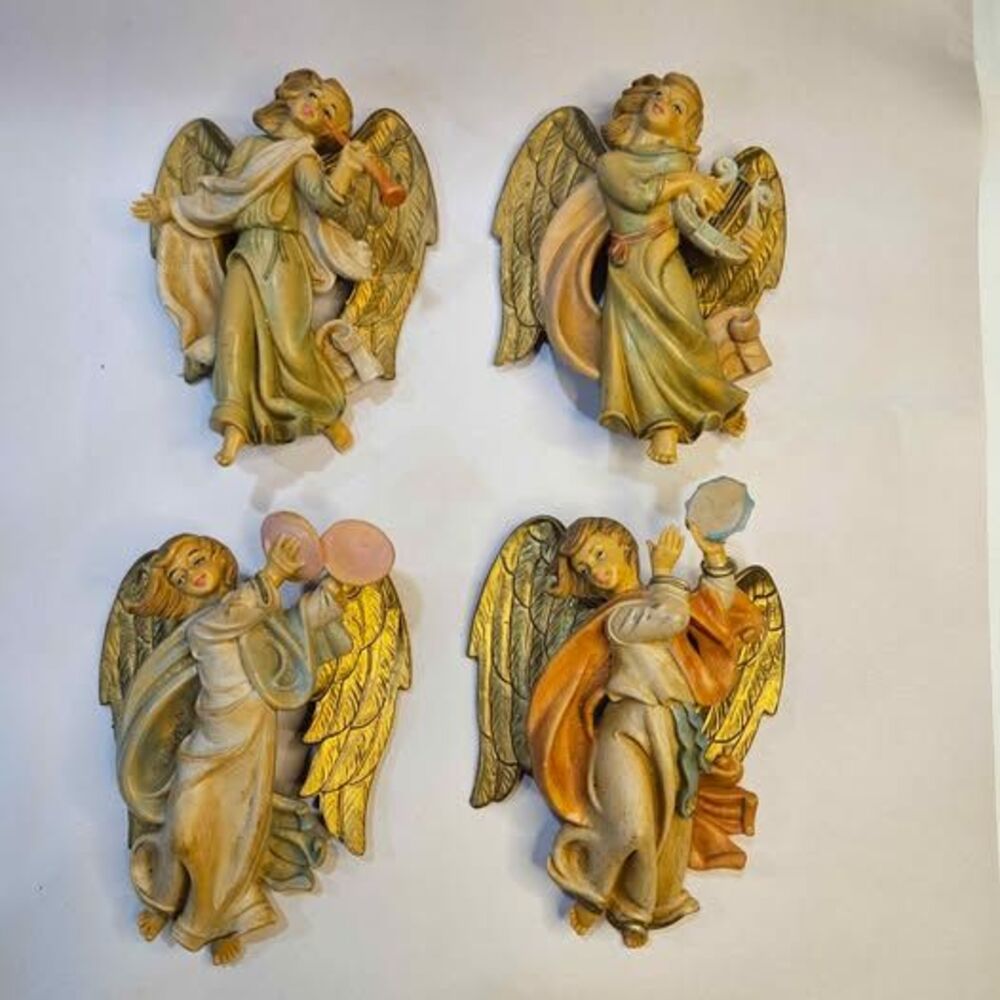 Vintage Musical Angel Wall Plaques - Set of 4